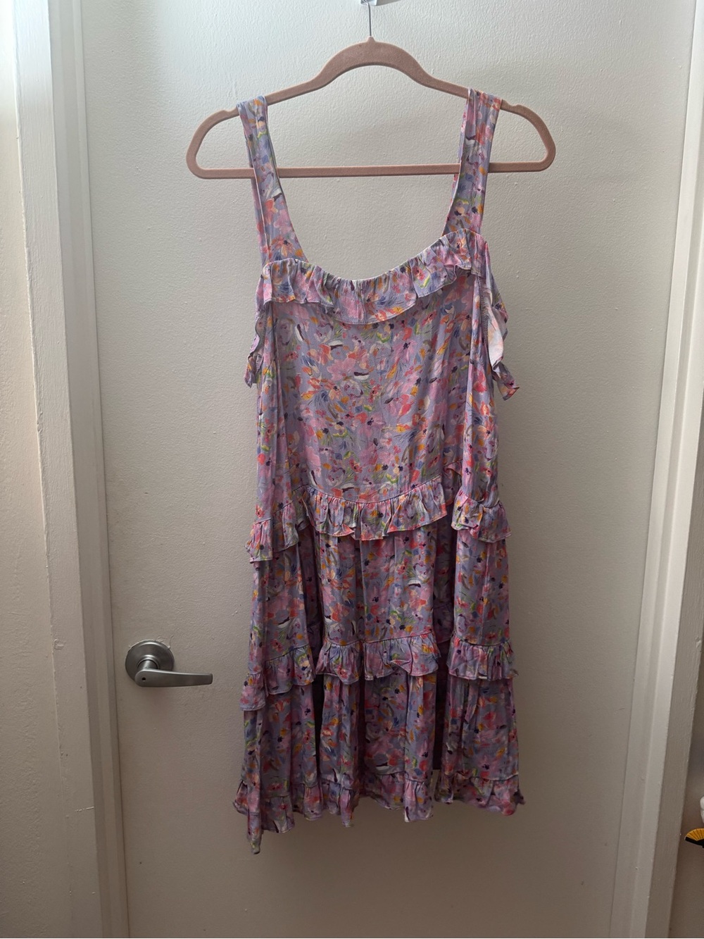 Olivaceous Lavender Floral Ruffle Dress